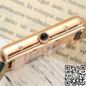 AF Factory Replica Watch Cartier Tank WGTA0062: Gold Case with Blue Cowhide Watchband