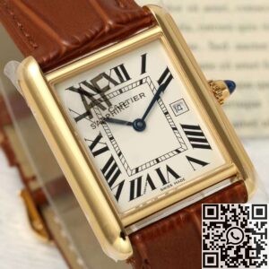 AF Factory Replica Cartier Tank Louis W1529756: The Elegance of Gold Case and Brown Strap