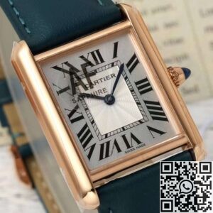 AF Factory Replica Watch Cartier Tank WGTA0062: Gold Case with Blue Cowhide Watchband