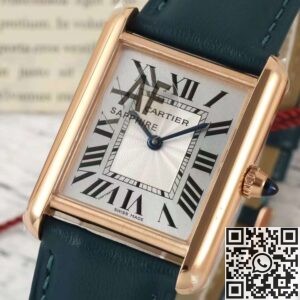 AF Factory Replica Watch Cartier Tank WGTA0062: Gold Case with Blue Cowhide Watchband